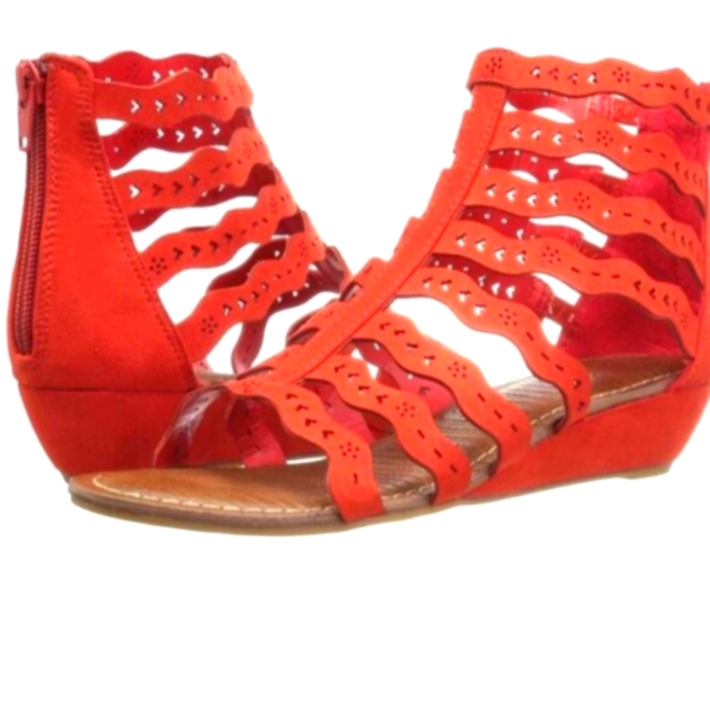 Carlos Santana Kitt Red Strappy Wedge Sandals